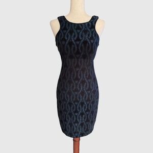 Speechless Blue Glitter Bodycon Mini Dress Low Back Black Sz 3 4 HOCO Club Goth